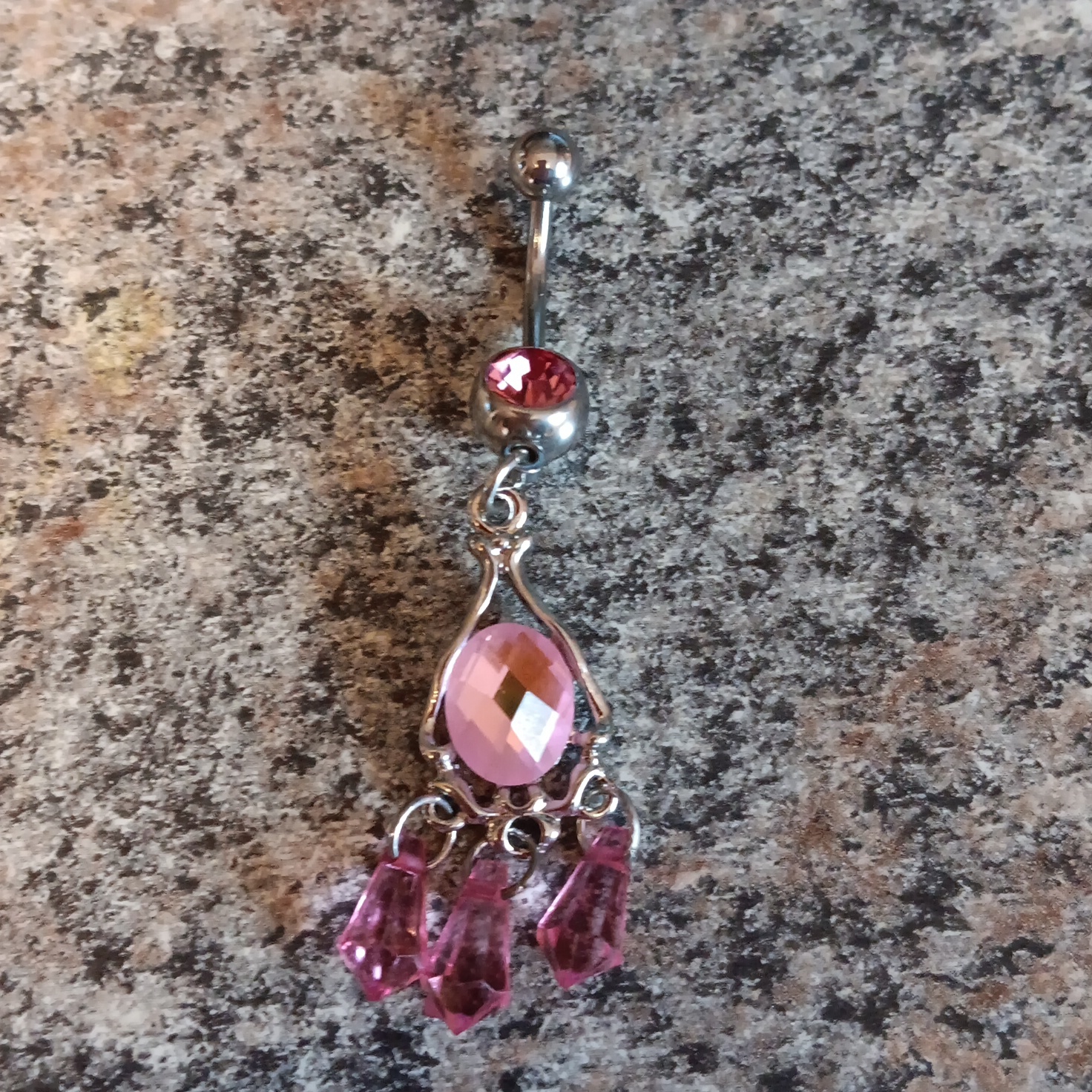 Pink Dangle Belly Ring